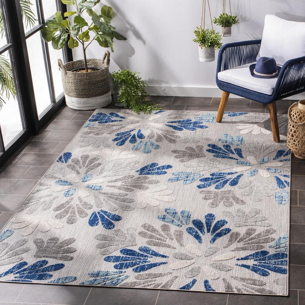 Cabana CBN800 Power Loomed Indoor/Outdoor Area Rug - Grey/Blue - 6'x9' - Safavieh.