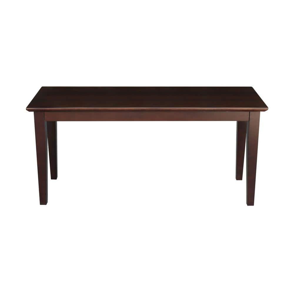 Brookshire Bench - Rich Mocha - International Concepts: Hardwood Frame, 400lb Capacity, Spot Clean