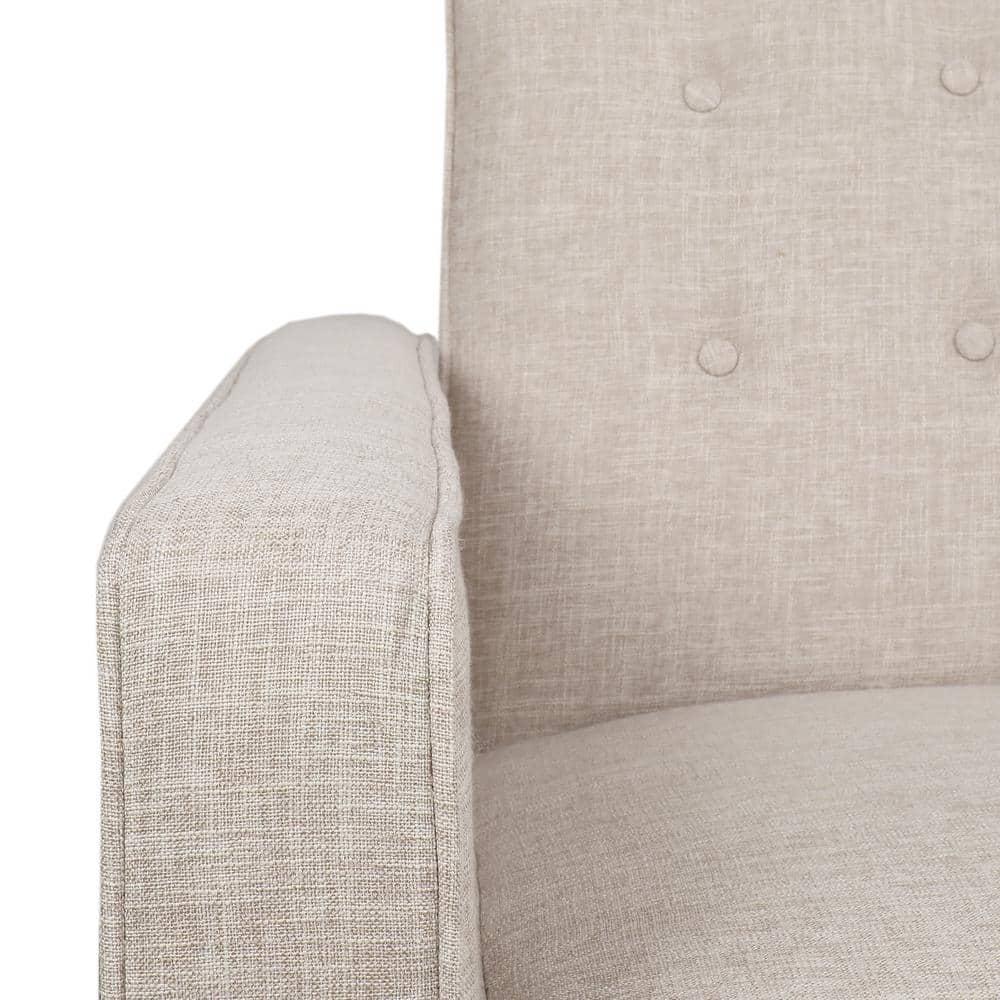 Noble House Craigue Fabric Tufted Loveseat Pushback Recliner, Beige