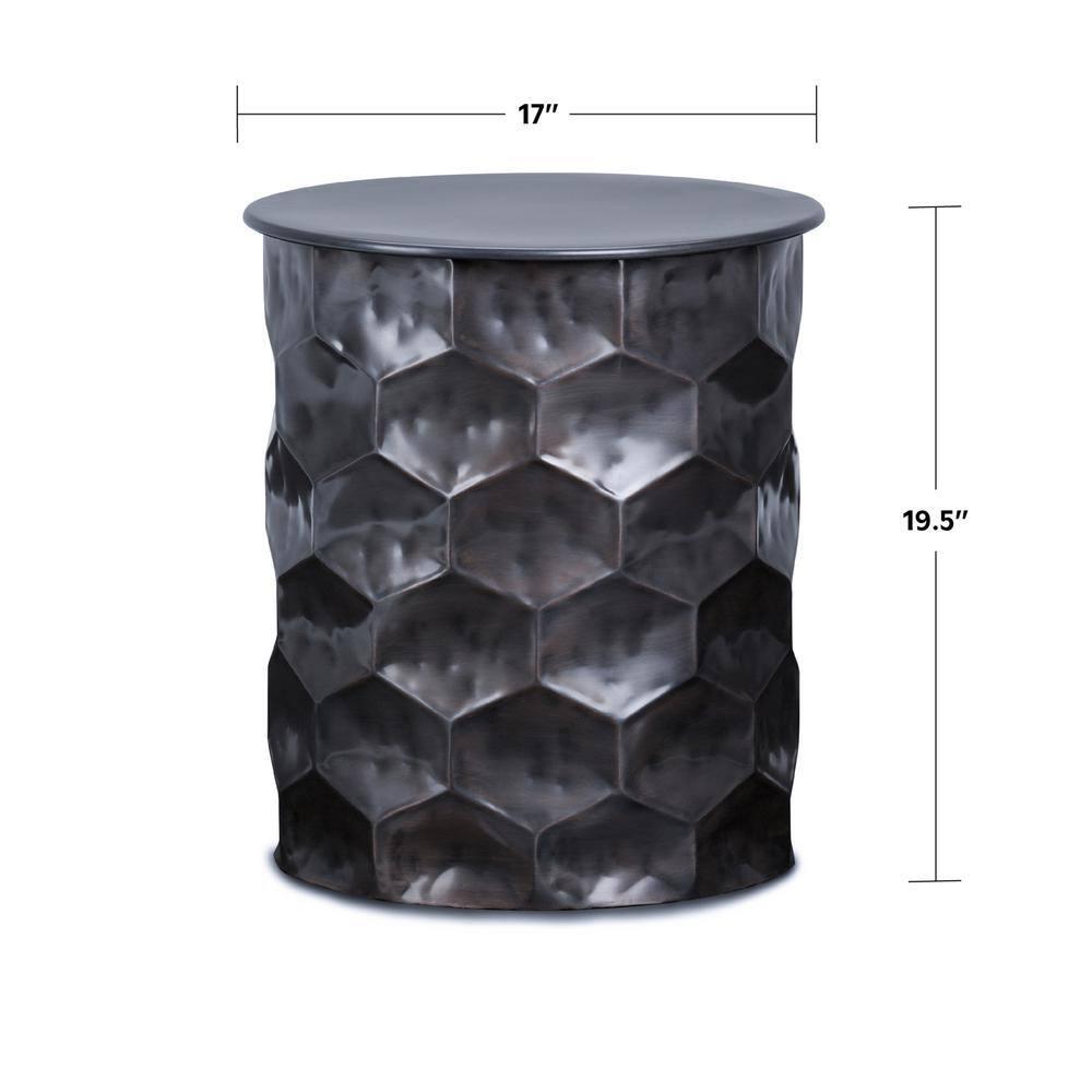 Simpli Home Whitney 17"W Metal Industrial End Table with Storage and Honeycomb Design, Assembled