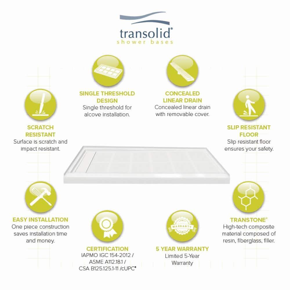 Linear 32 in. x 60 in. Single Threshold Shower Base in White