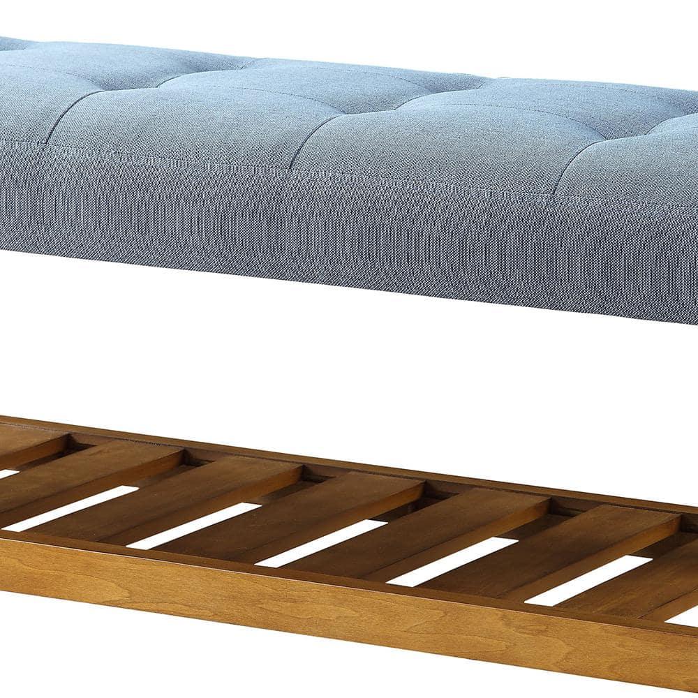 Wooden Bench Blue and Oak - Saltoro Sherpi