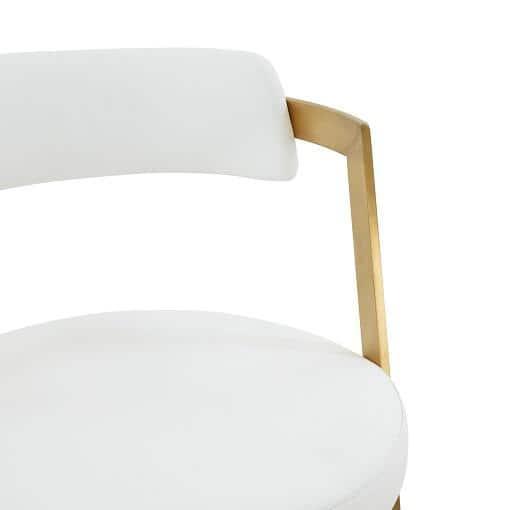 Modrest Shandra White Faux Leather & Gold Counter Stool