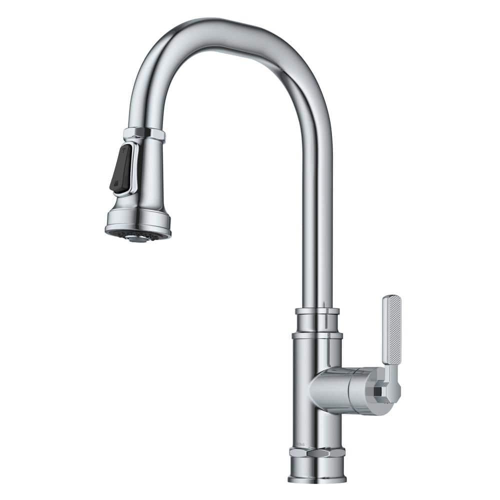 KRAUS Allyn Transitional Industrial Pull-Down Single Handle Kitchen Faucet in Chrome