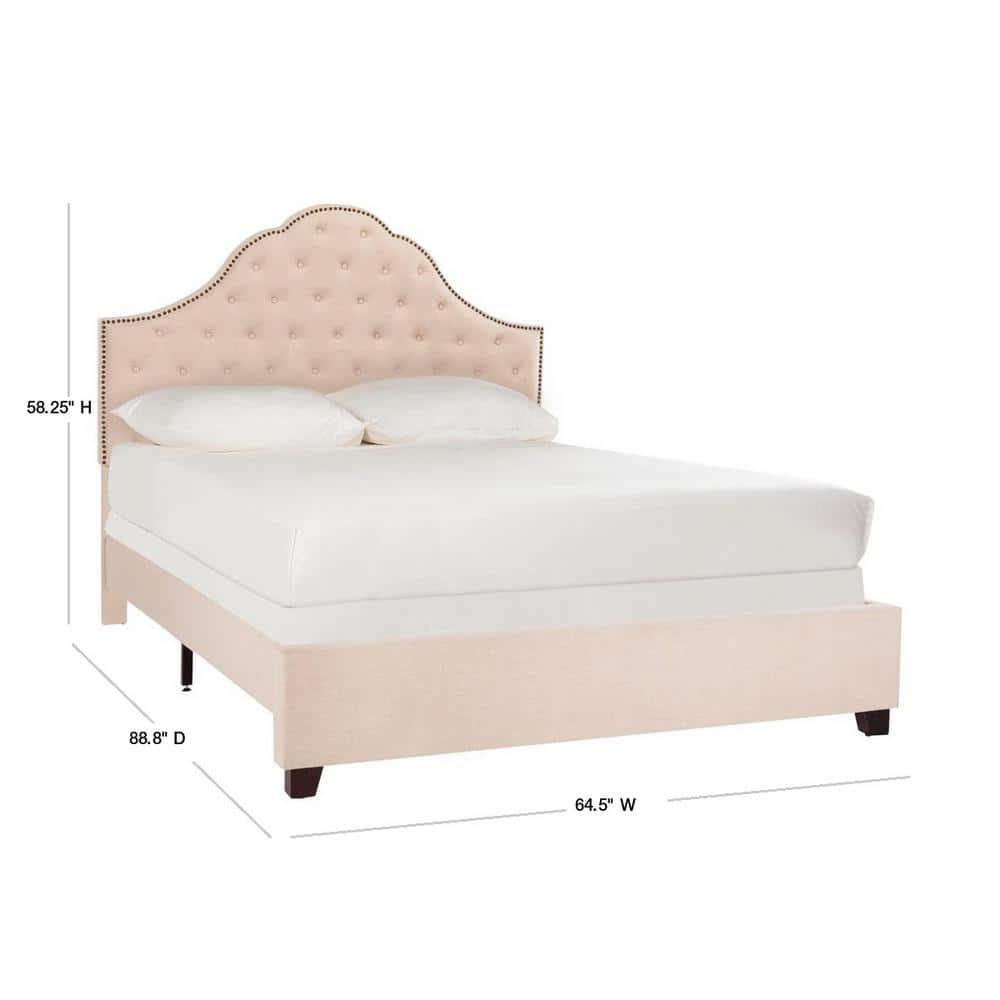 SAFAVIEH Beckham Modern Glam Tufted Headboard with Nail Heads, Queen, Beige