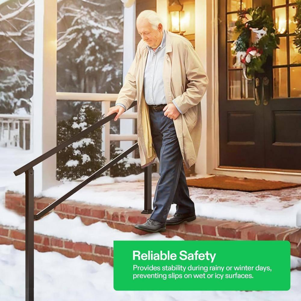 2-Pack 36 in. H x 54 in. W Black Outdoor Wrought Mattle Iron Stair Railing Kit