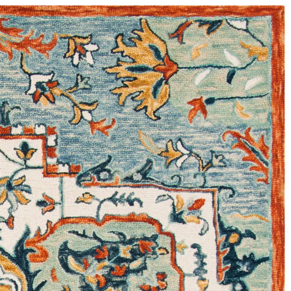 Aspen APN312 Hand Tufted Indoor Area Rug - Blue/Rust - 9'x12' - Safavieh