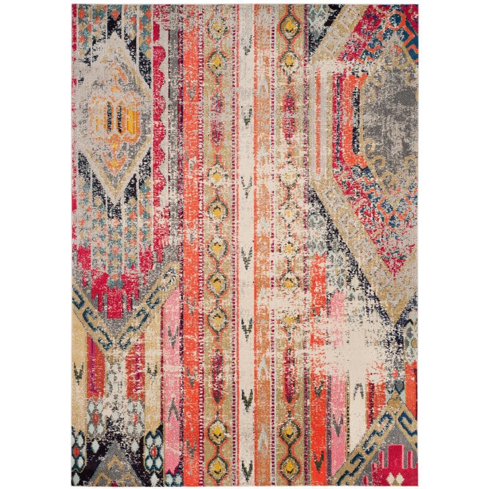 Monaco MNC222 Power Loomed Indoor Area Rug - Light Grey/Multi - 8'x10' - Safavieh