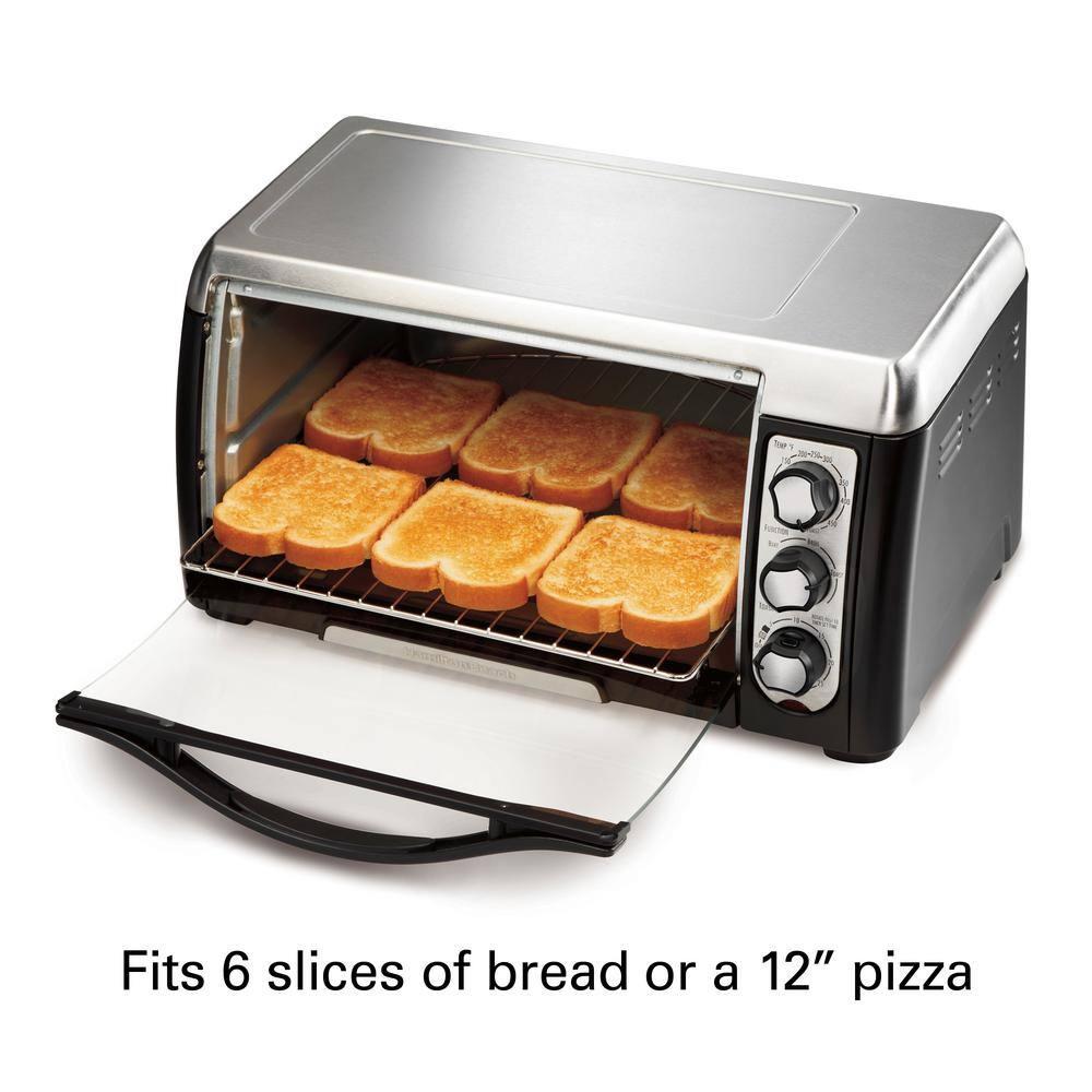 Hamilton Beach 6 Slice Capacity Toaster Oven 31330D: Countertop, 12" Pizza, 1400W, Black, Freestanding, Dishwasher-Safe Parts