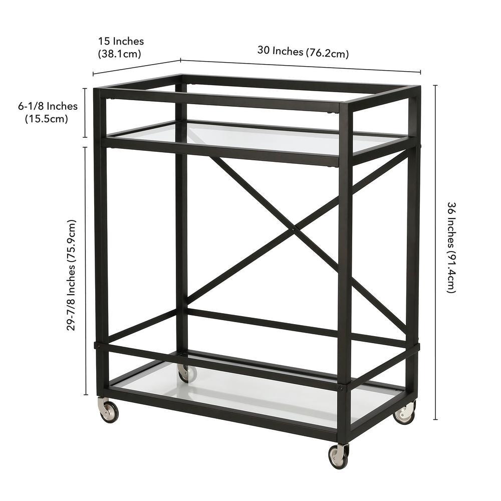 Evelyn&Zoe 30" Blackened Bronze Metal/Glass Bar Cart