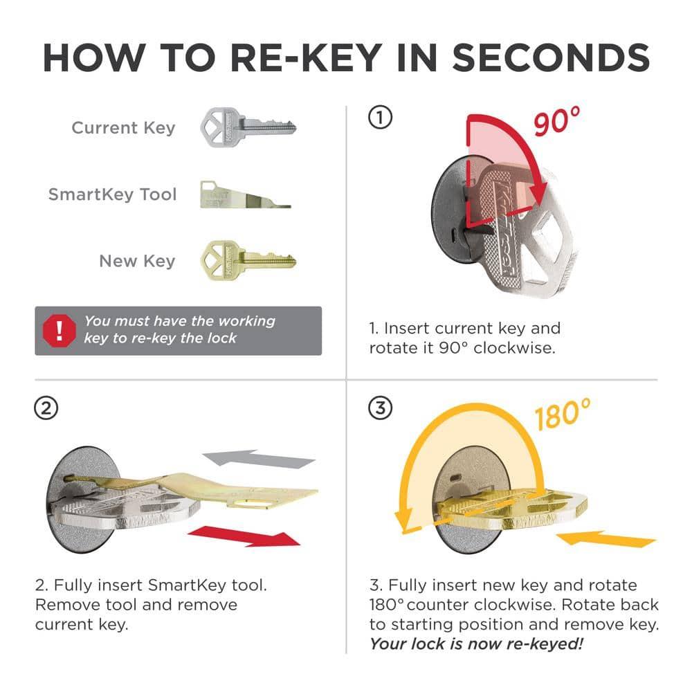 Kwikset SmartKey Security Wave Satin Nickel Entry Lever KW1 2-3/4 in.