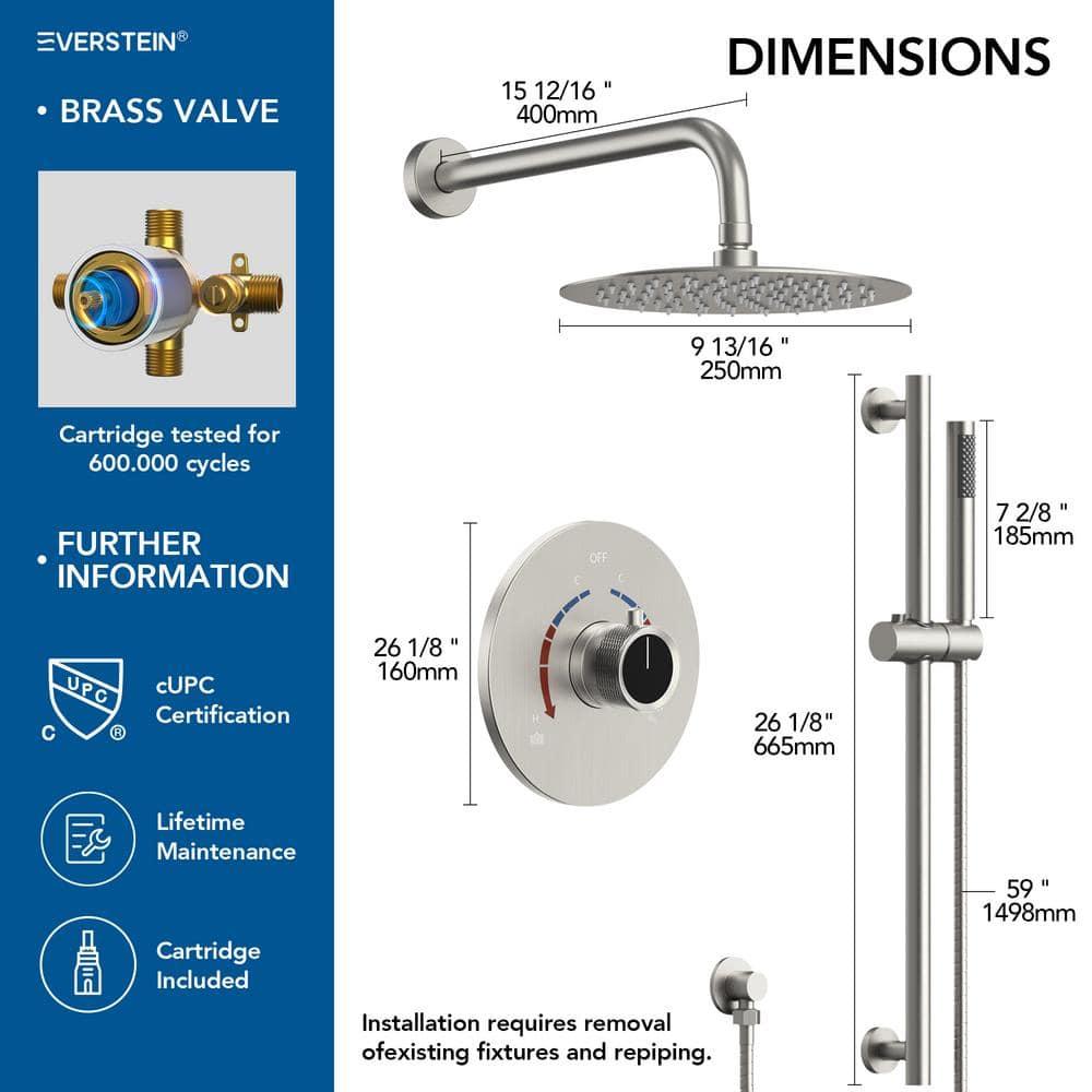 RainfallCascade 10" Pressure Balanced Slide BarShower System with Rough-In Valve