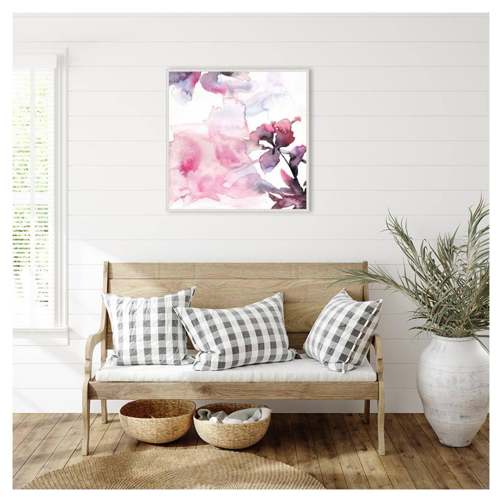 Amanti Art 30"x30" Watercolor Floral Pink Purple Trio II by Andrea Bijou Framed Canvas Wall Art Print