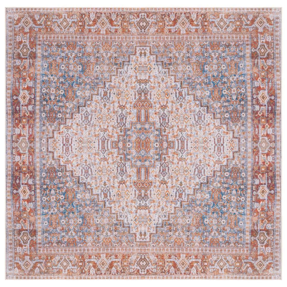 Tucson TSN166 Power Loomed Machine Washable Area Rug - Beige/Rust - 6'x6' - Safavieh.