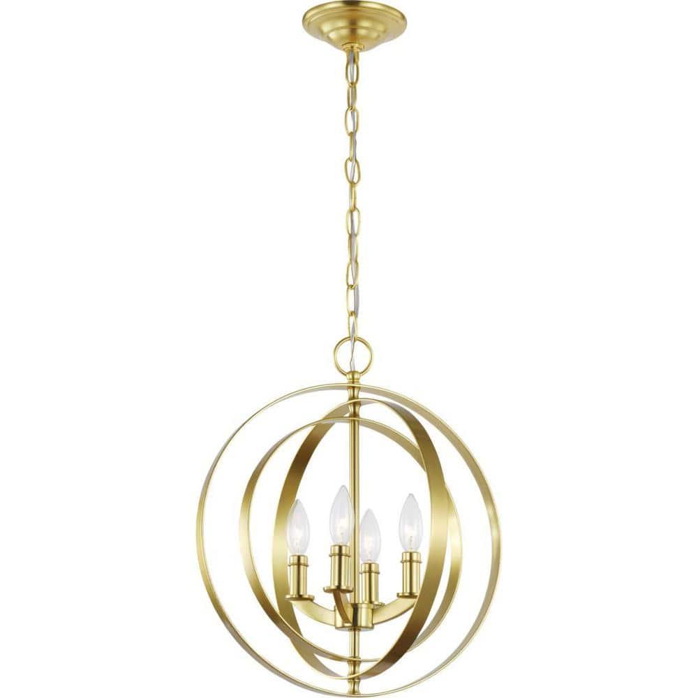 P3827-12-Progress Lighting-Equinox - 4 Light in Luxe and New Traditional and Transitional style - 16 Inches wide by 18.38 Inches high-Satin Brass