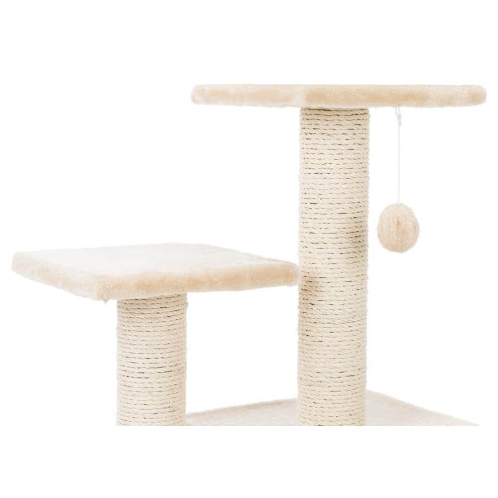 TRIXIE Valencia Plush & Sisal 3-Level 28" Cat Tree with Scratching Posts & Condo, Beige