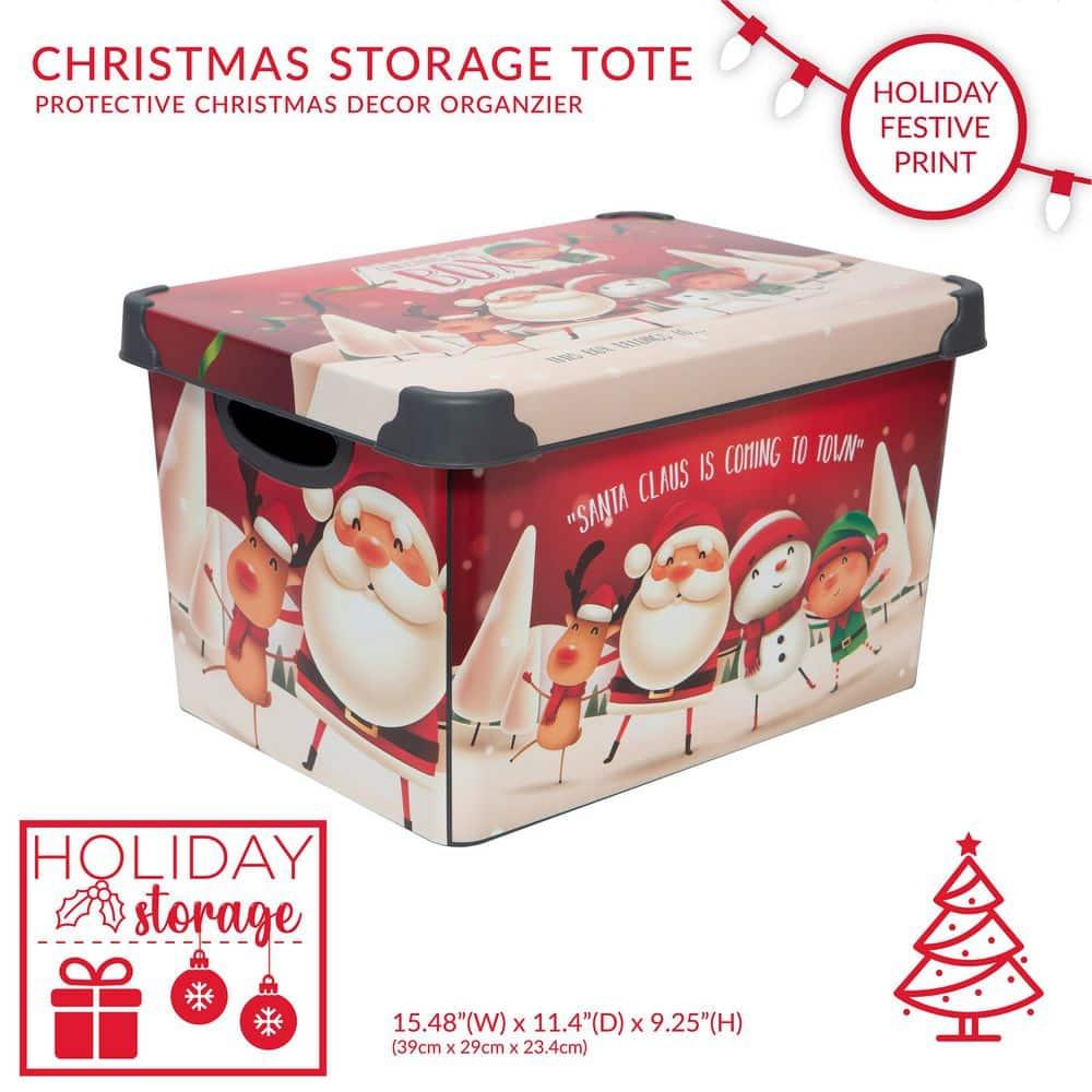 Simplify Santa Clause is Coming to Town Design Plastic Storage Tote