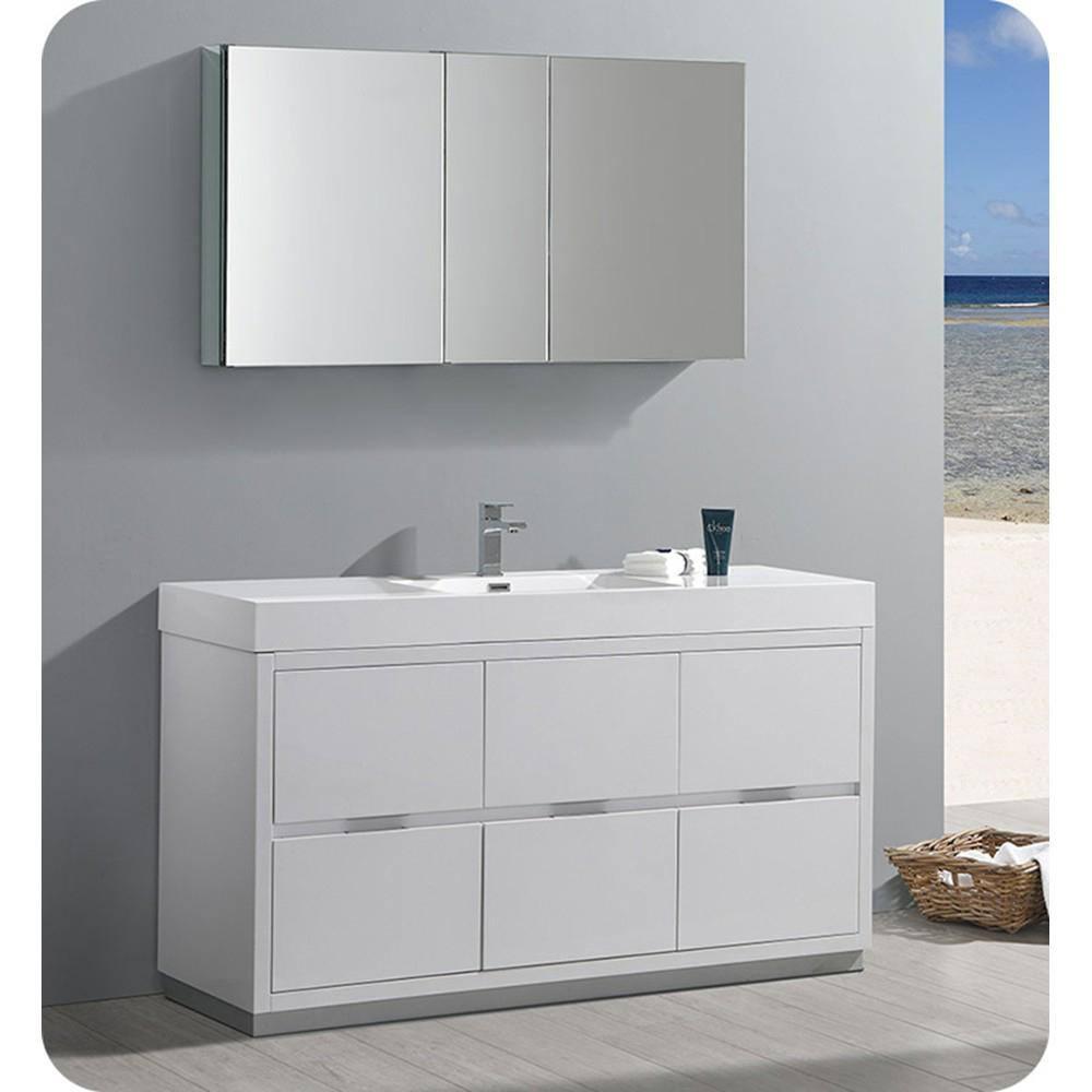 Valencia 60" Freestanding Single Modern Bathroom Vanity with Ingegrated Sink - Faucet Not Included