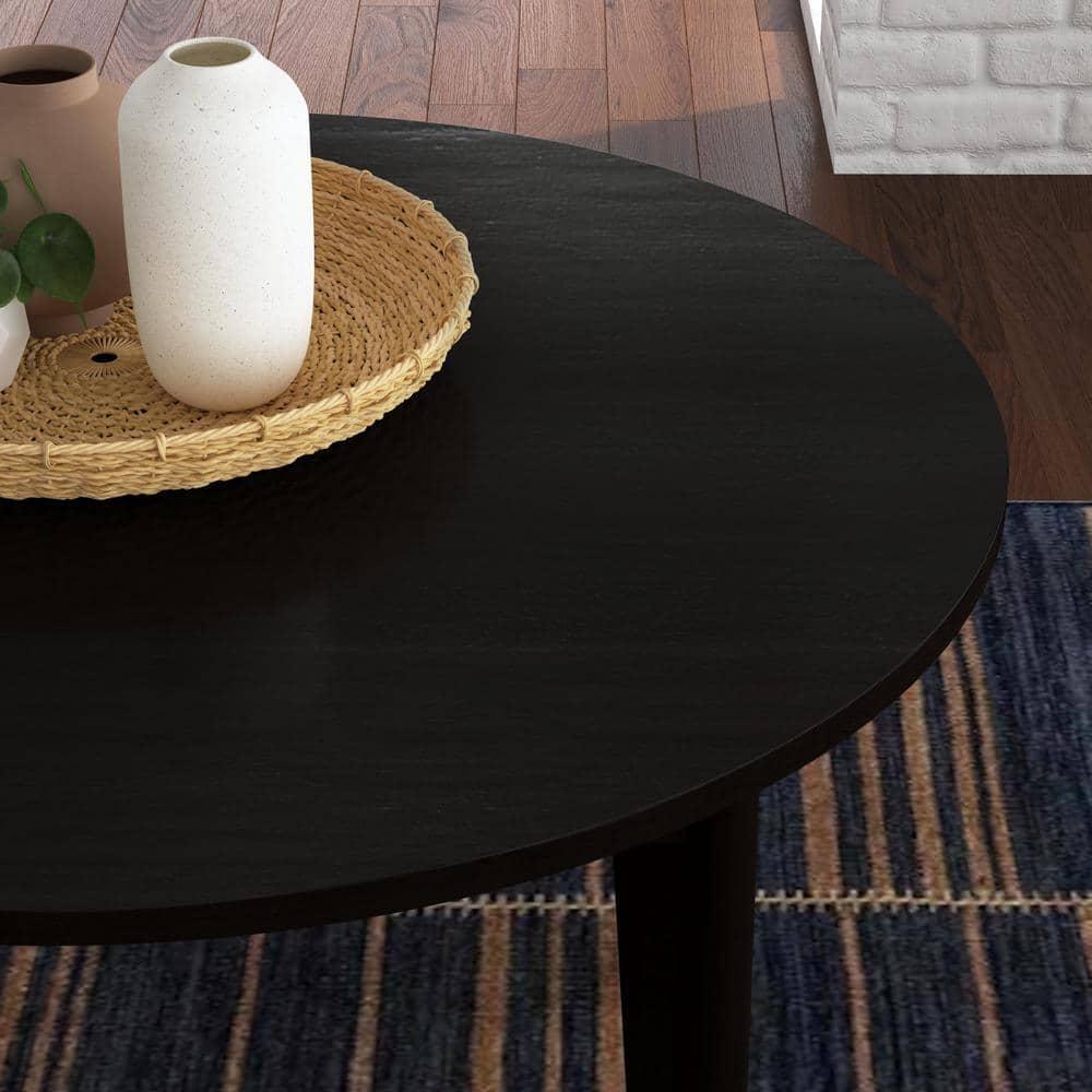 Homestyles Brentwood 5-Piece Mid-Century Wood Round Dining Set in Black