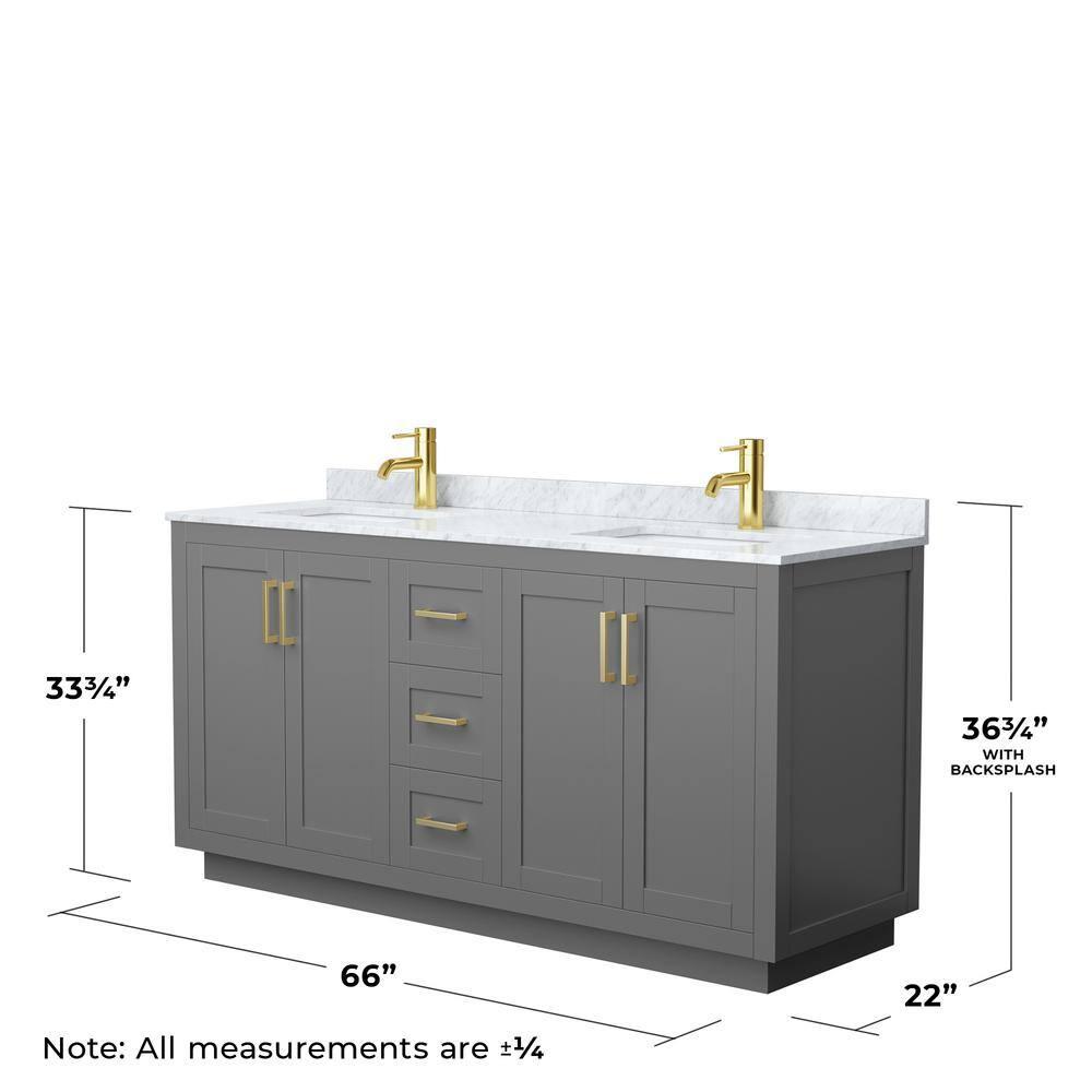 Wyndham Collection Miranda 66" Freestanding Double Bathroom Vanity with Marble Top