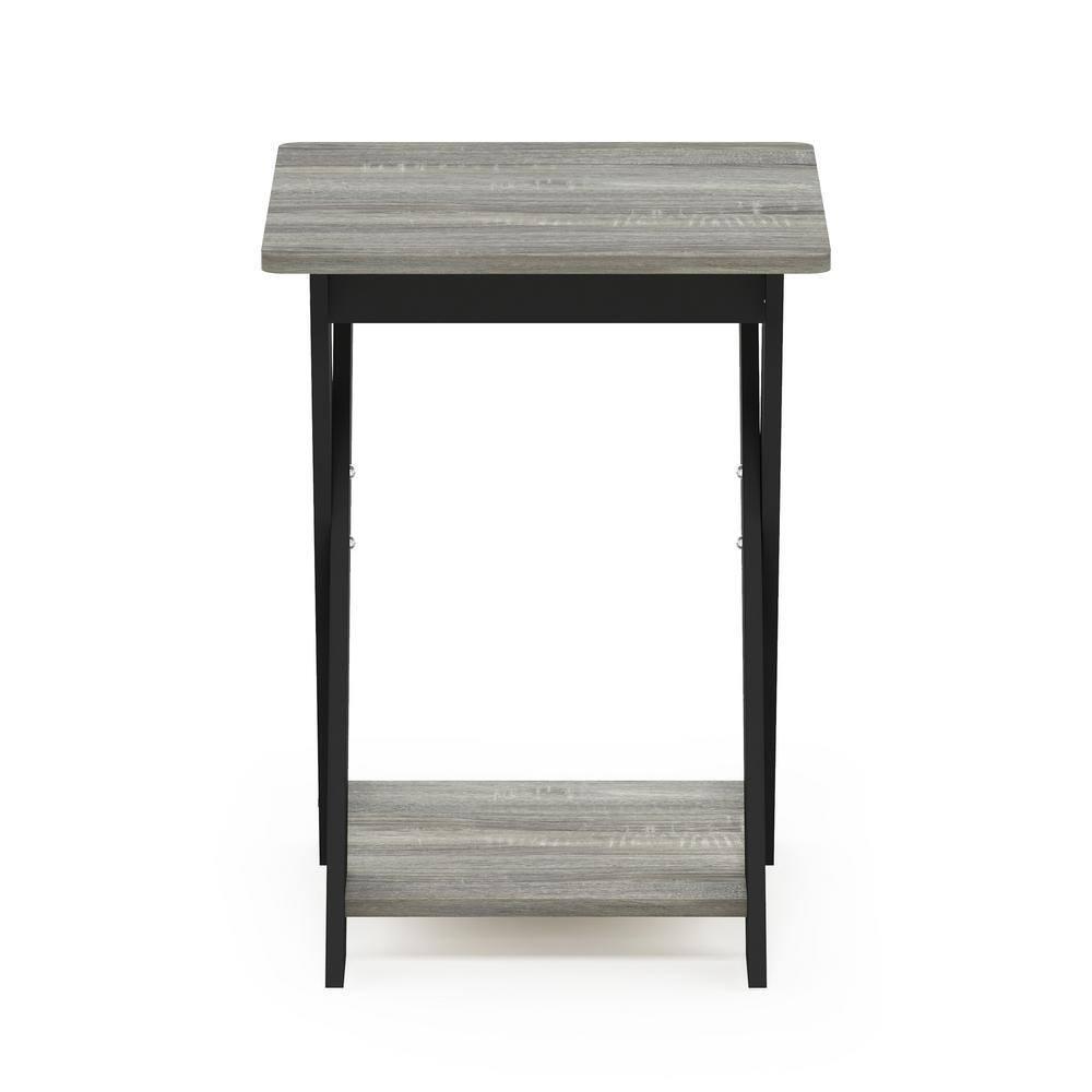 Modern Simplistic Criss-Crossed End Table, French Oak Grey & Black