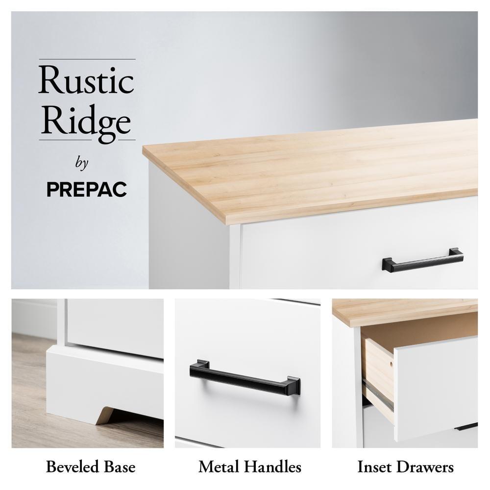 Prepac Rustic Ridge Farmhouse 6 Drawer Bedroom Dresser White/Oak