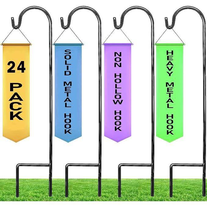 Black Metal 35-Inch Shepherd's Hooks for Garden Decor