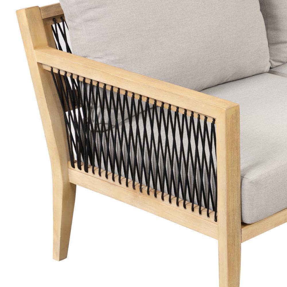 Nathan James 3pc Freya Bohemian Wood Outdoor Patio Conversation Set: Acacia Frame, UV-Resistant