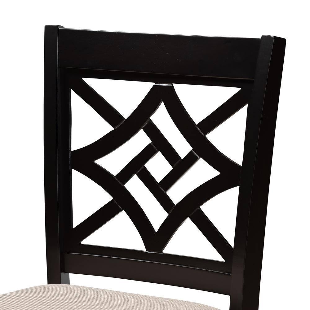Baxton Studio Nicolette Sand Dark Brown Finished Wood 2-Piece Counter Stool Set