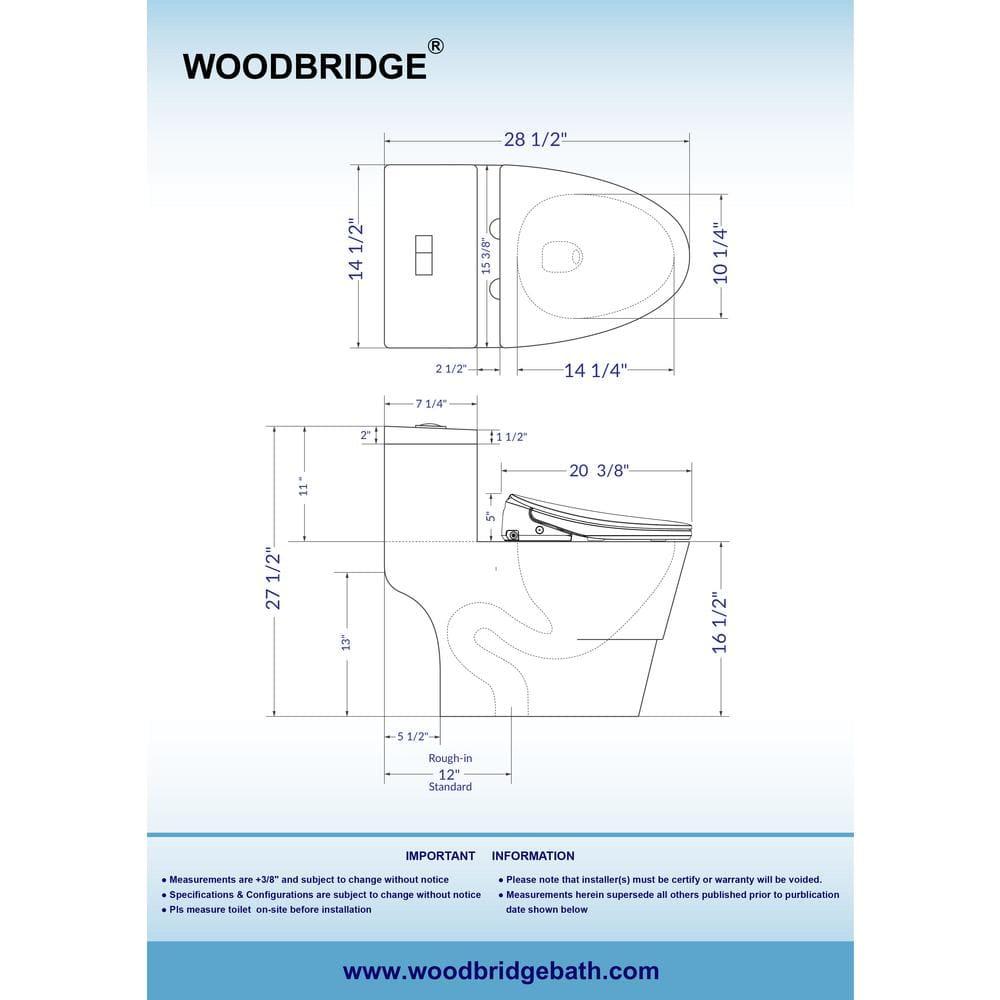 One Piece Toilet with Electric Smart Bidet Seat,Auto Open&Close,Heated Seat,Wireless Remote,Advanced