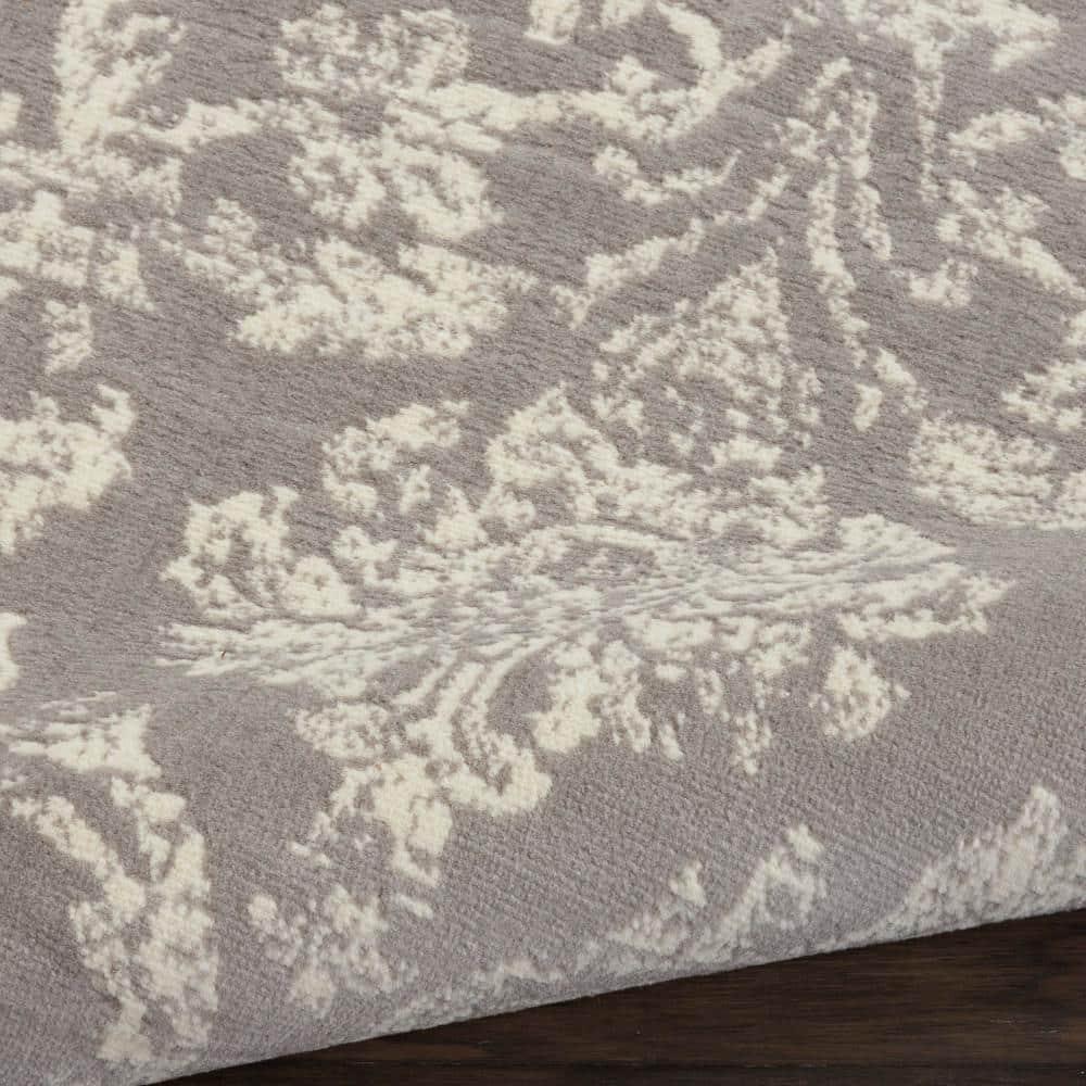 Nourison Jubilant 7'10" x 9'10" (8' x 10') Grey Area Rug Farmhouse Vintage Damask by Nourison