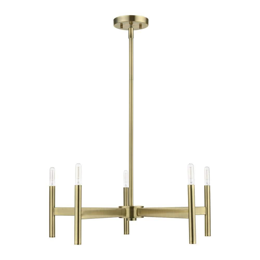 Livex Lighting Copenhagen 5 - Light Chandelier in  Antique Brass