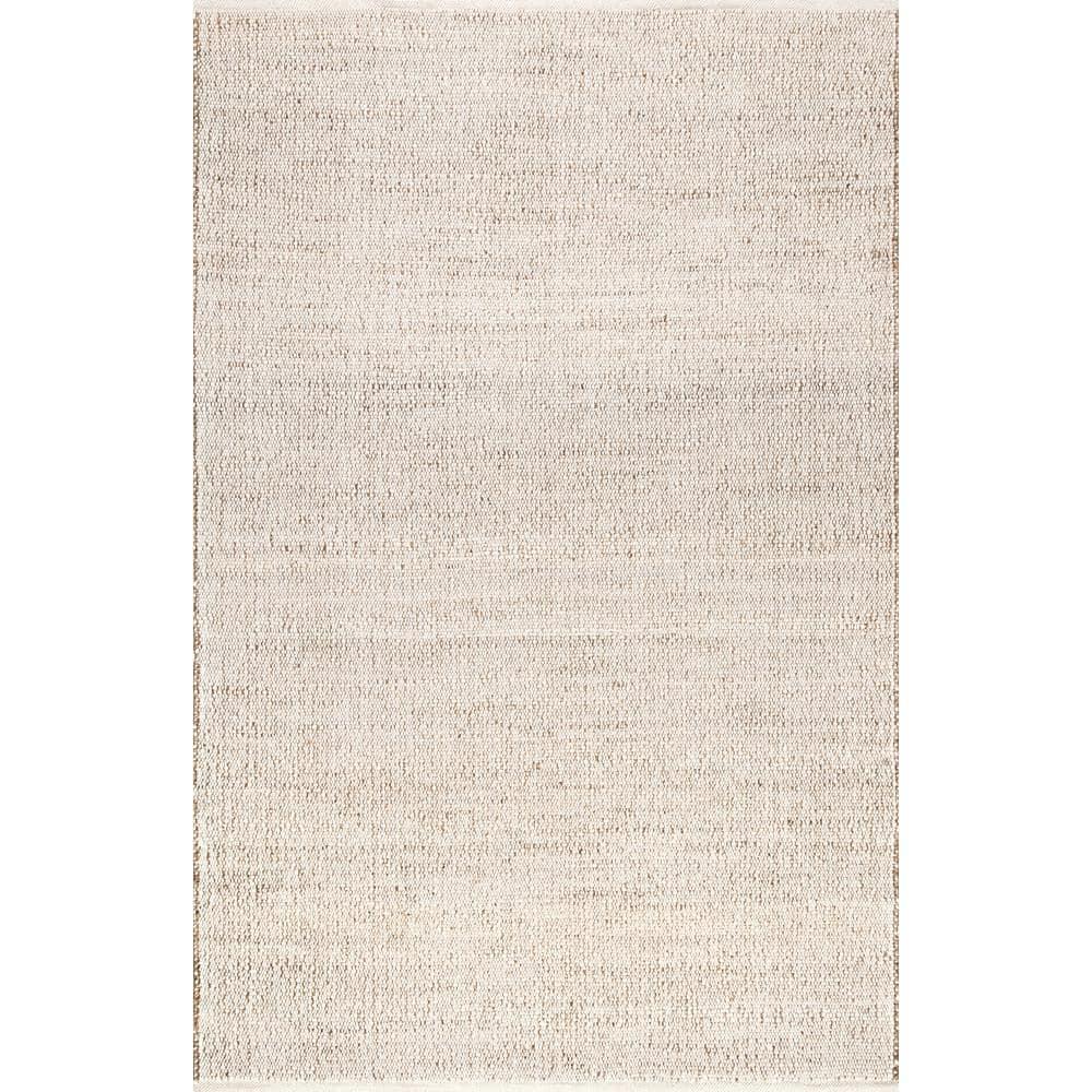 Nuloom 2x3 Elfriede Jute & Cotton Hand Woven Indoor Area Rug, Natural, Solid Rustic Farmhouse Style Natural Fiber Bedroom, Living Room,