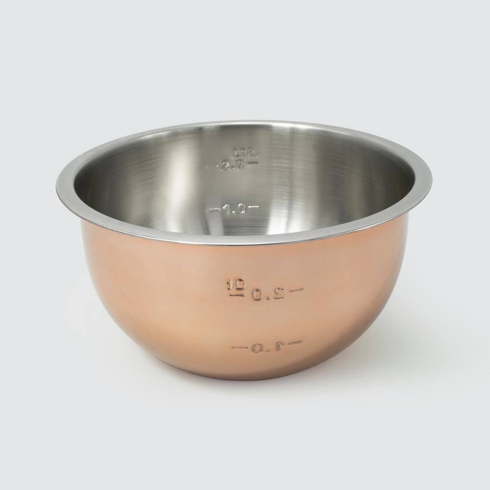 1.5Qt, 3Qt, 5Qt, Copper Tone Stainless Steel Mixing Bowl Set w/Plastic Lids