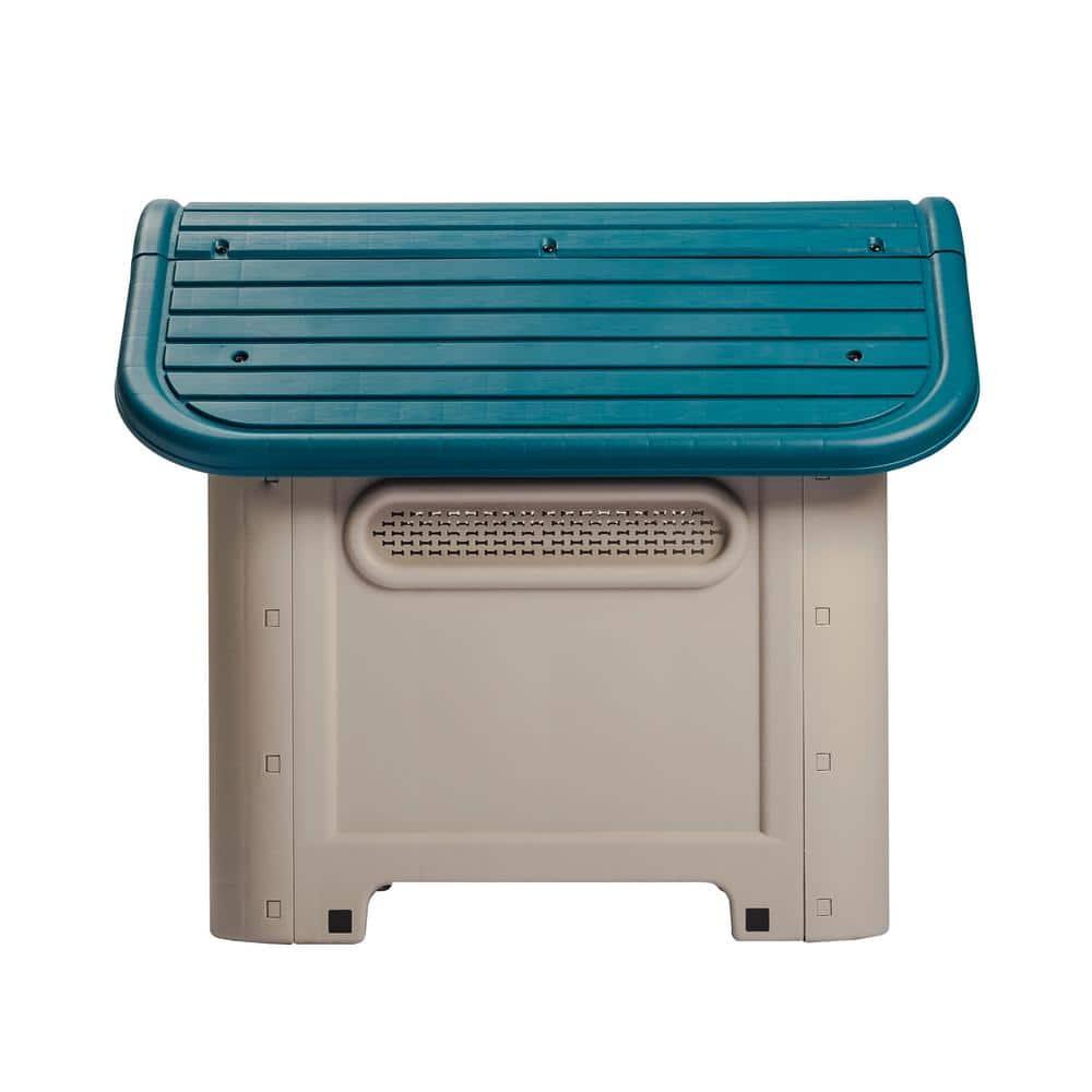 MQ Dog House with Bowl with Removable Floor and Hardware Included, Turquoise, Small and Medium Breeds