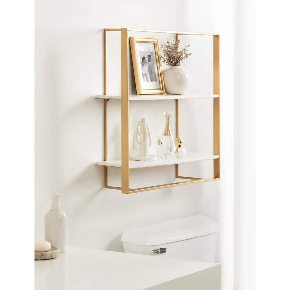 Kate & Laurel All Things Decor 24"x22" Kercheval Modern Wood Shelf Gold