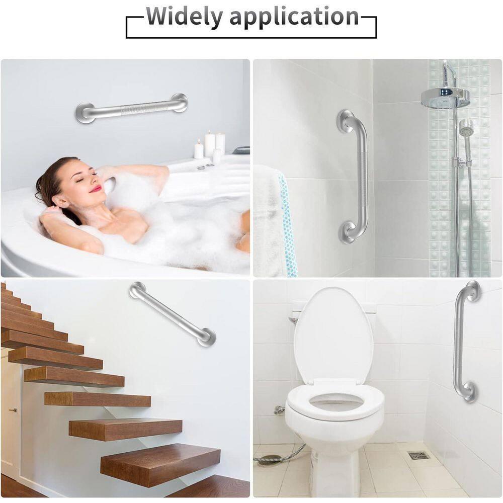 Hodvit 16" Stainless Steel Grab Bars, 2 Pack, Anti Slip Shower Handles for Elderly and Handicap Bathroom Safety, Bathtub Assist