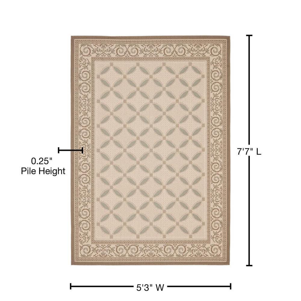 Courtyard CY7107 Power Loomed Indoor/Outdoor Area Rug - Beige/Dark Beig - 5'3"x7'7" - Safavieh.