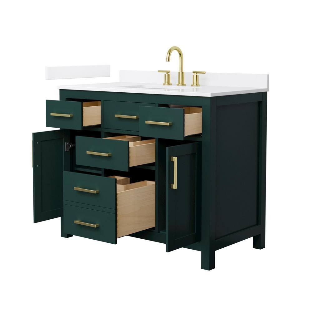 Wyndham Collection Beckett 42" Freestanding Single Bathroom Vanity with Quartz Top