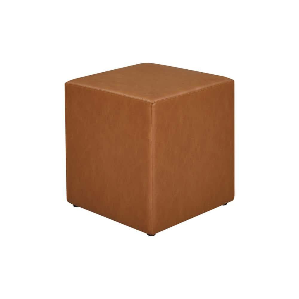 Daphne Ottoman Carmel - Lifestyle Solutions: Faux Leather Footstool, Transitional Bench, No Assembly Required