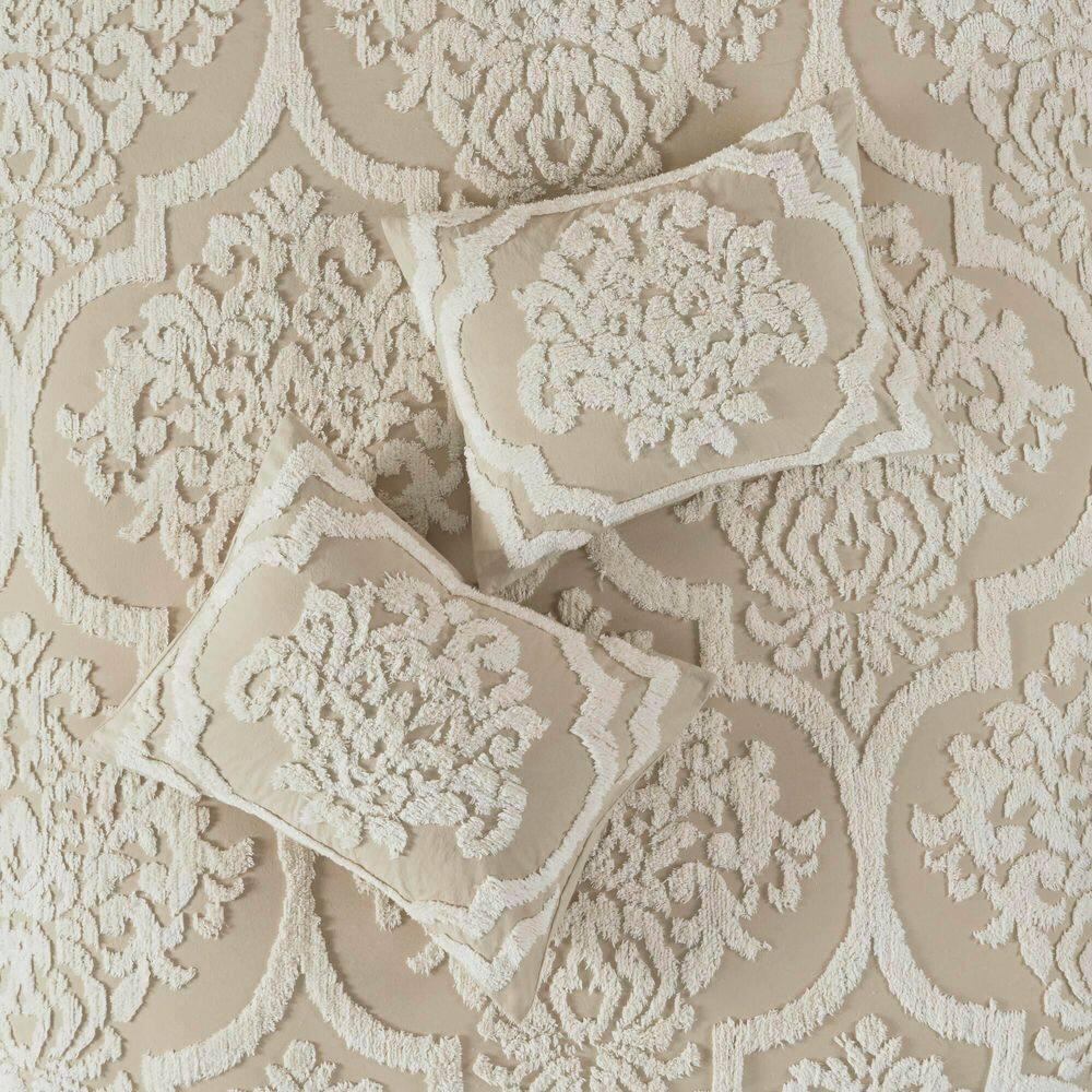 Madison Park Viola Tufted Cotton Chenille Damask 3 Piece Comforter Set