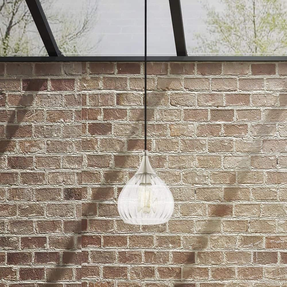 Livex Lighting 7" 1-Light Clear Glass & Metal Single Pendant in Brushed Nickel