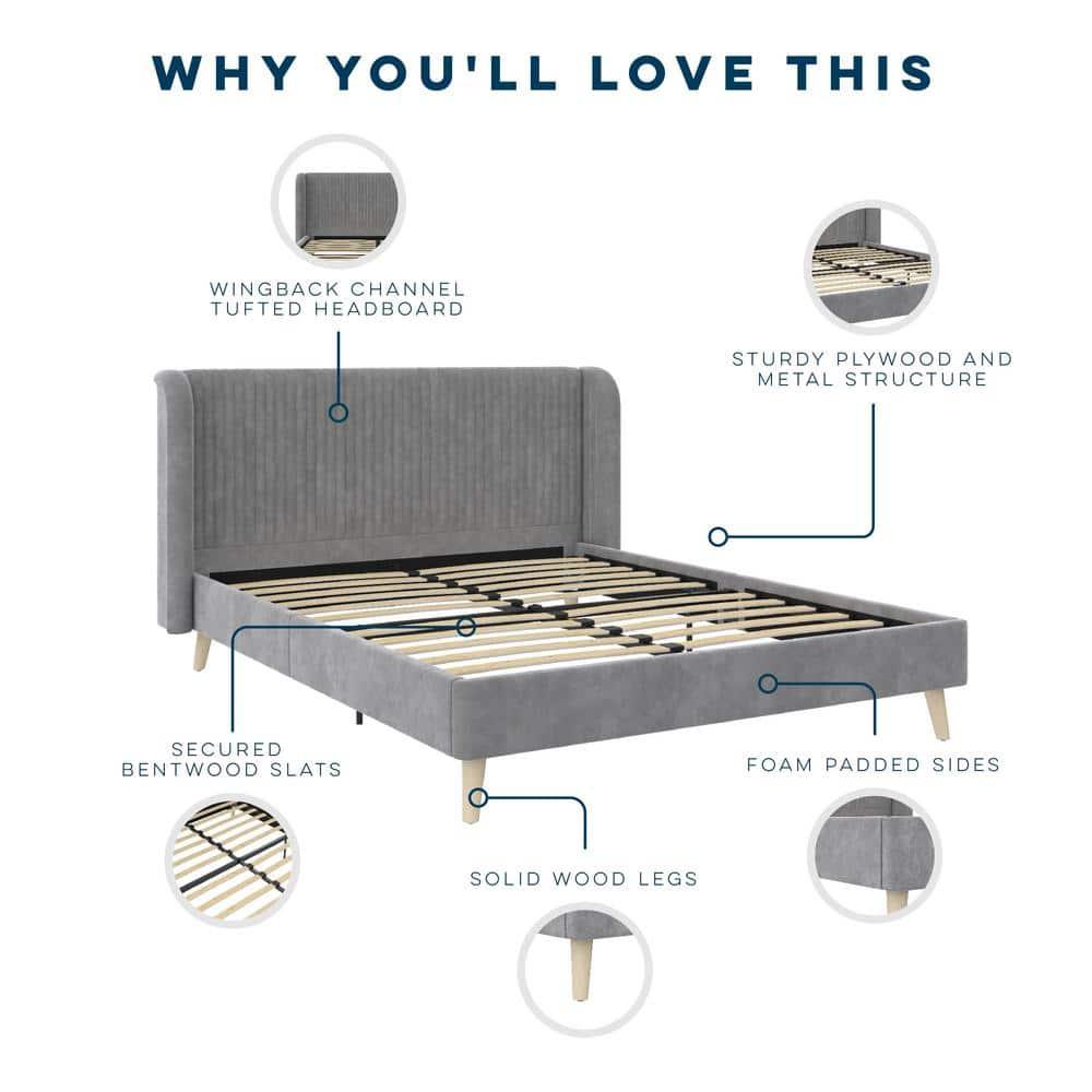 Holly Queen Size Upholstered Platform Bed