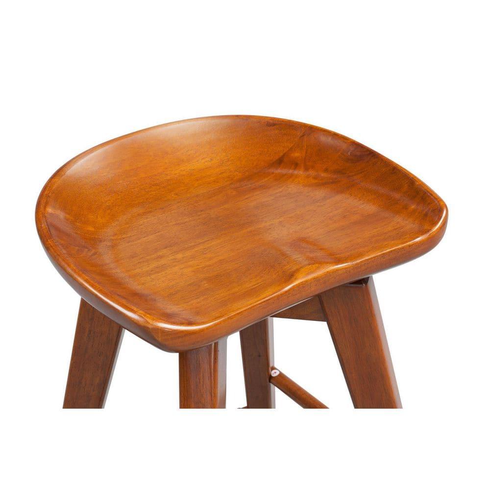 Boraam Bali 24" Backless Swivel Wood Counter Stool, Walnut Finish