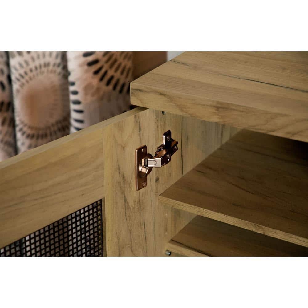 38 in. Accent Cabinet Chest with 5 Adjustable Shelf Units, Golden Oak Brown