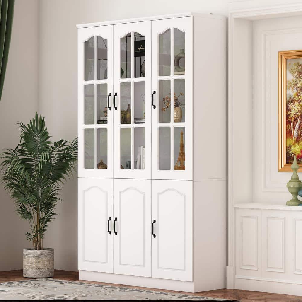 KULAGAGA 78.7" Kitchen Pantry Storage Cabinet, Freestanding Pantry with 6 Doors for Home Kitchen White