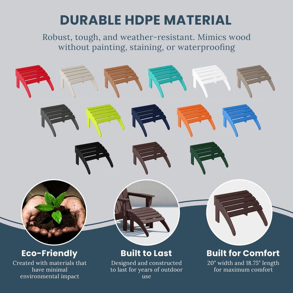 Polytrends  Laguna Hdpe All Weather Outdoor Patio Foldable Ottoman Dark Brown
