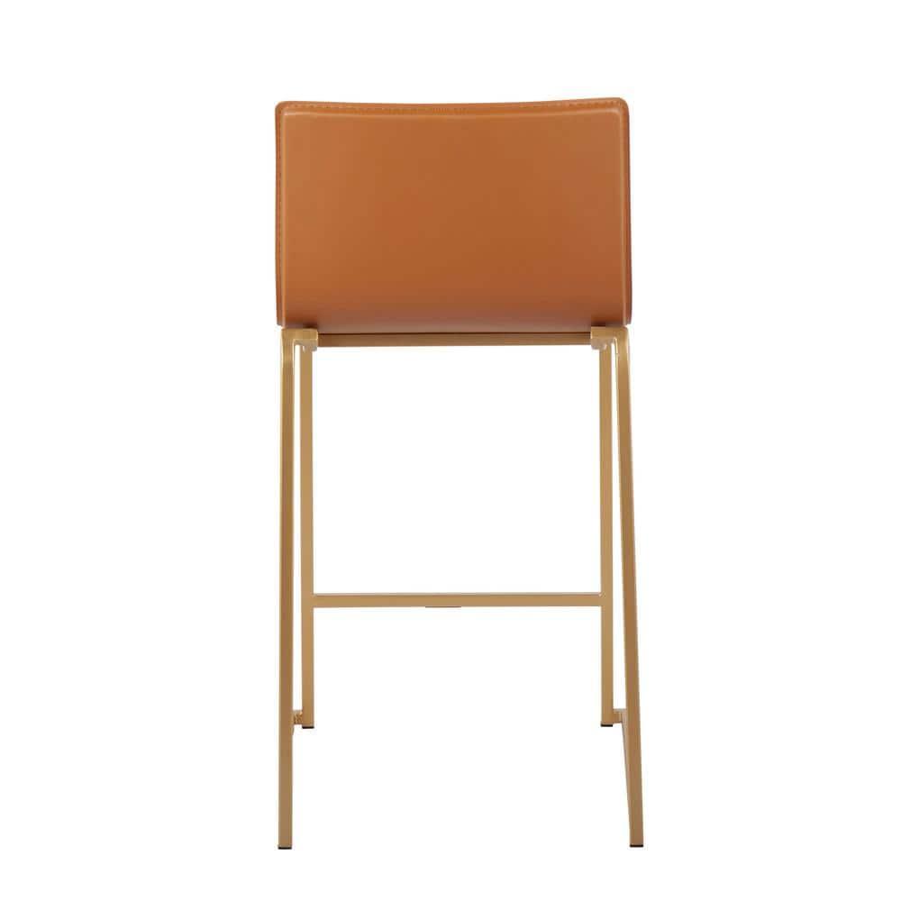 Set of 2 26" Mara Contemporary Counter Height Barstools Gold/Camel - LumiSource: Upholstered, Steel Frame, Fixed Height