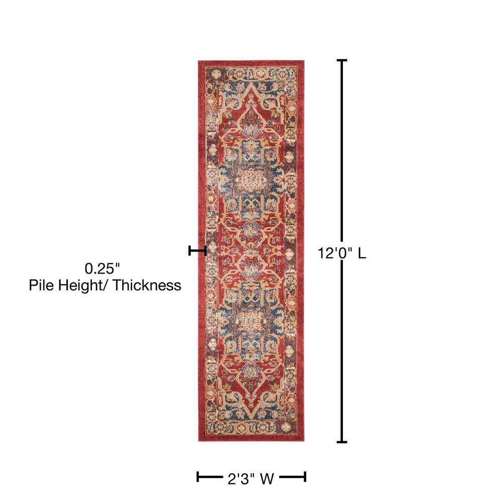 SAFAVIEH Bijar Hester Traditional Runner Rug, Red/Royal, 2'3" x 12'