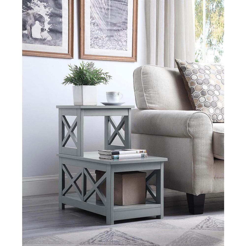 Convenience Concepts Oxford 2 Step Chairside End Table, Gray